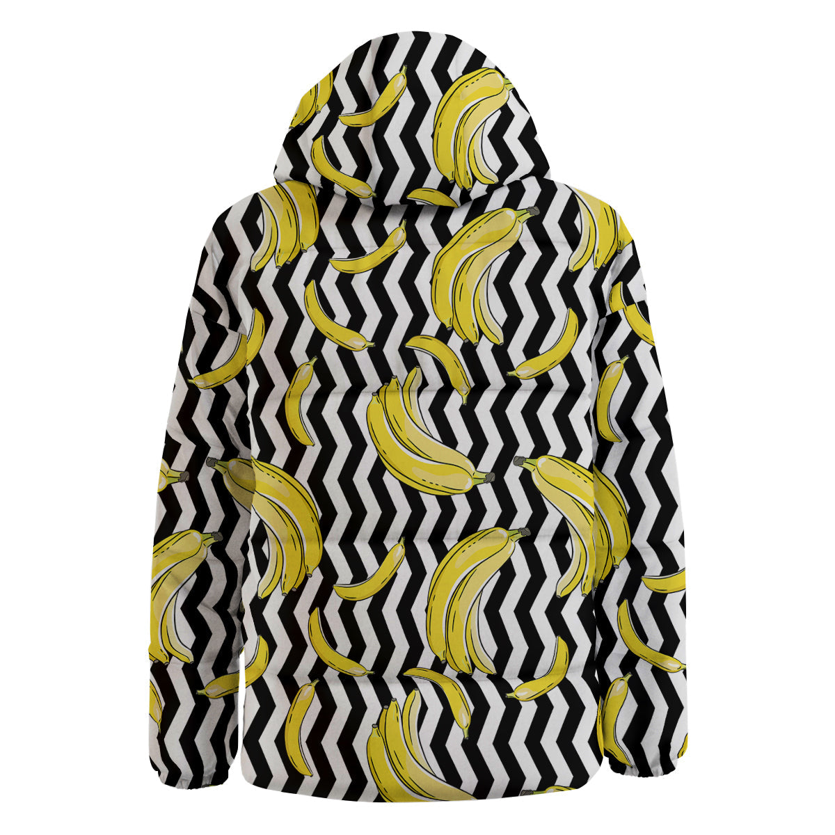 Banana Zigzag Print Pattern Down Jacket-grizzshop
