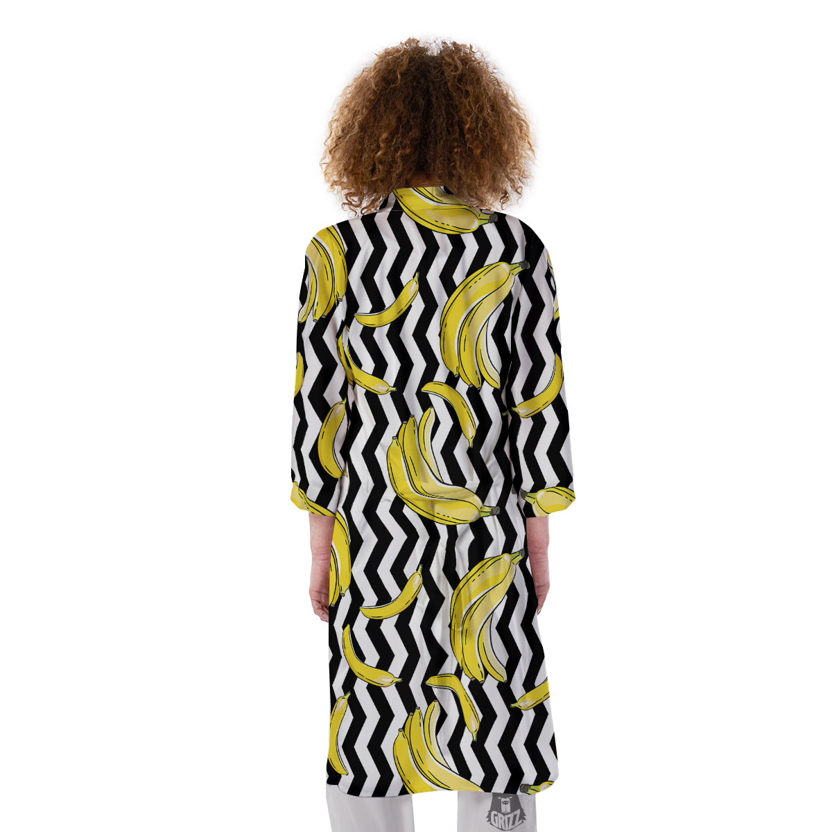 Banana Zigzag Print Pattern Kimono-grizzshop
