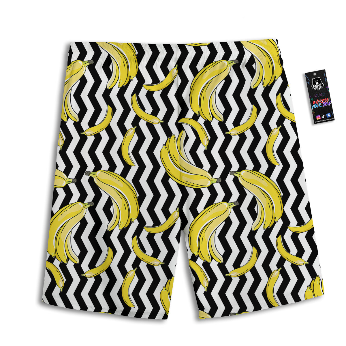 Banana Zigzag Print Pattern Men's Athletic Shorts