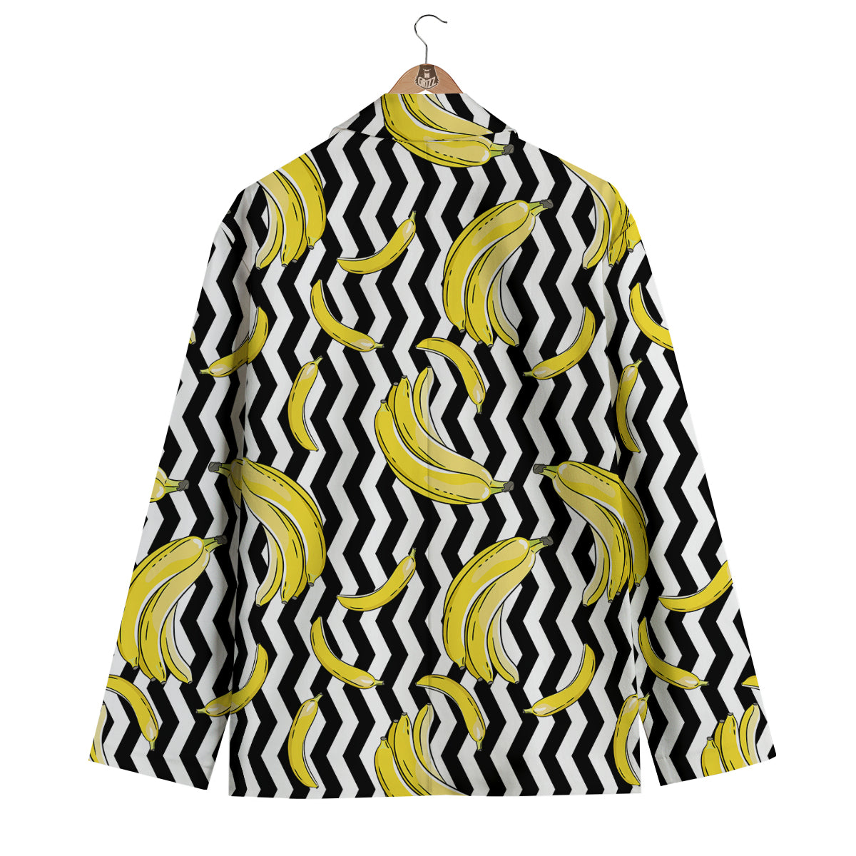 Banana Zigzag Print Pattern Men's Blazer-grizzshop