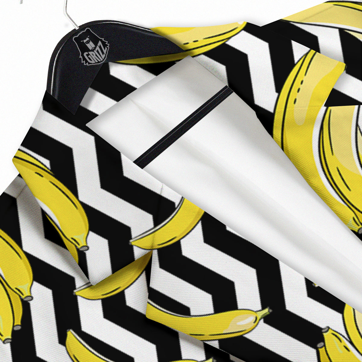 Banana Zigzag Print Pattern Men's Sport Coat-grizzshop
