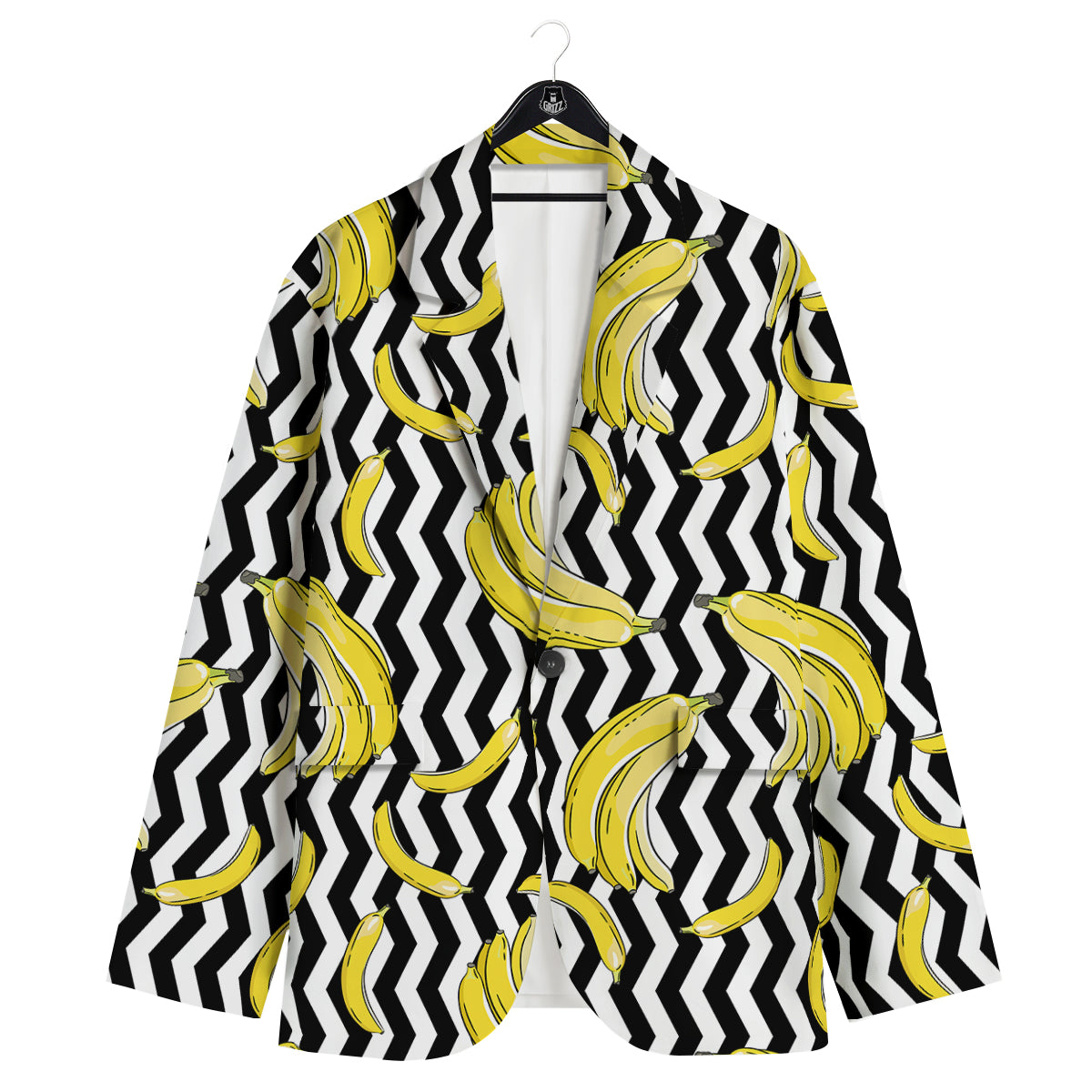 Banana Zigzag Print Pattern Men's Sport Coat-grizzshop