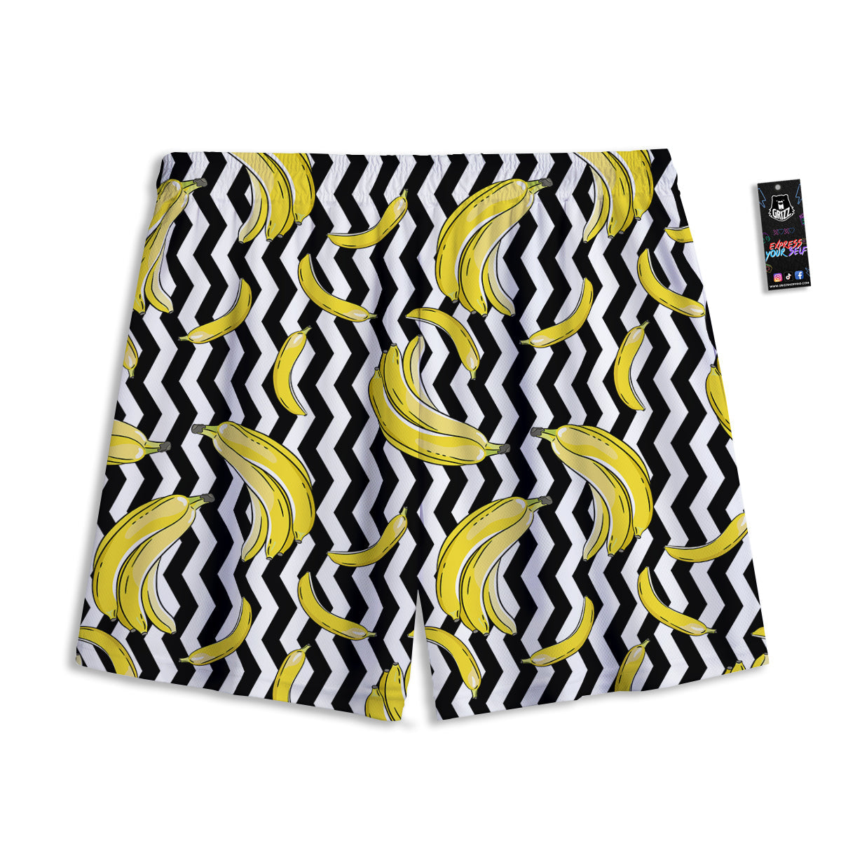 Banana Zigzag Print Pattern Mesh Shorts