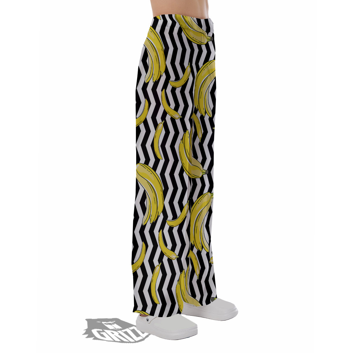 Banana Zigzag Print Pattern Pajama Pants-grizzshop