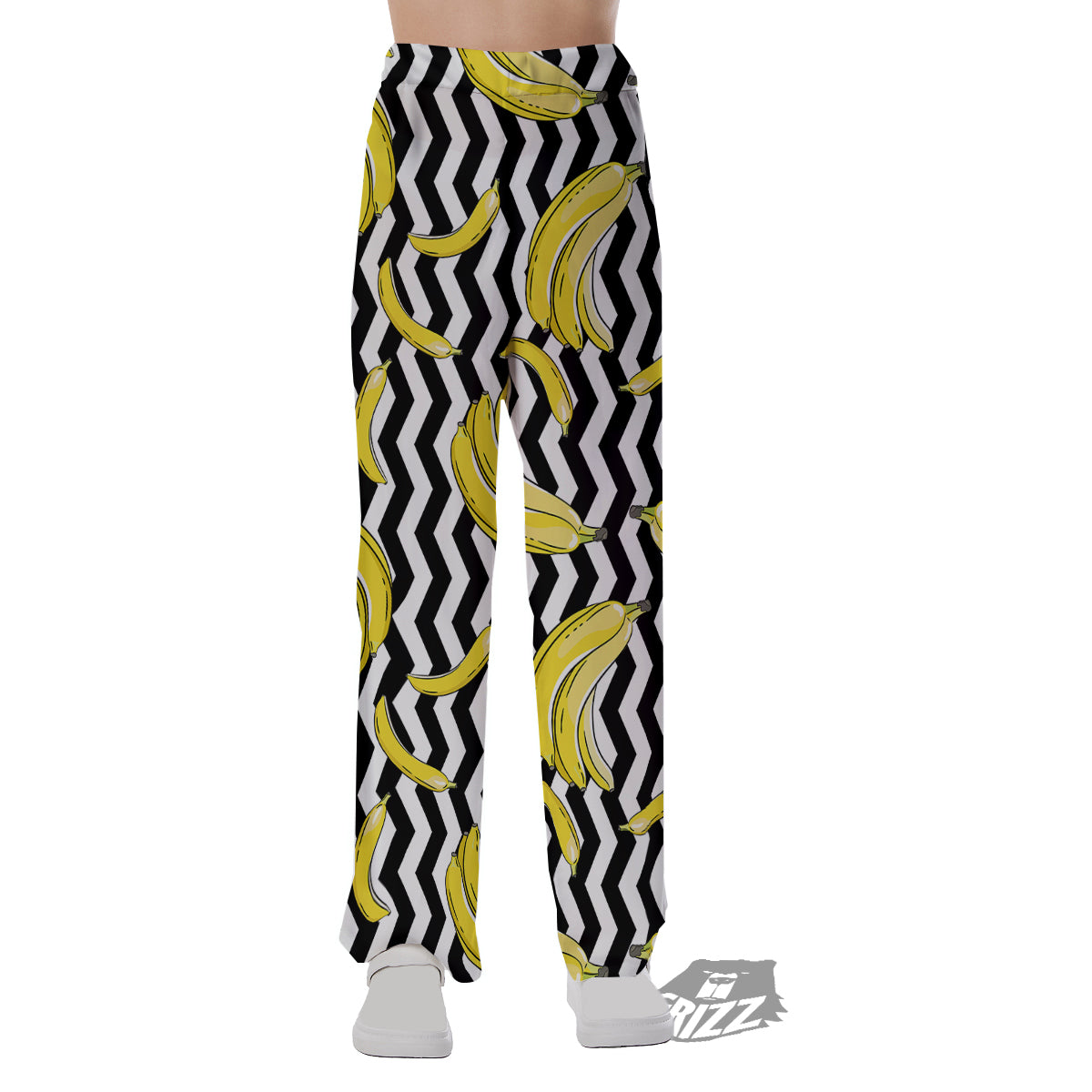 Banana Zigzag Print Pattern Pajama Pants-grizzshop