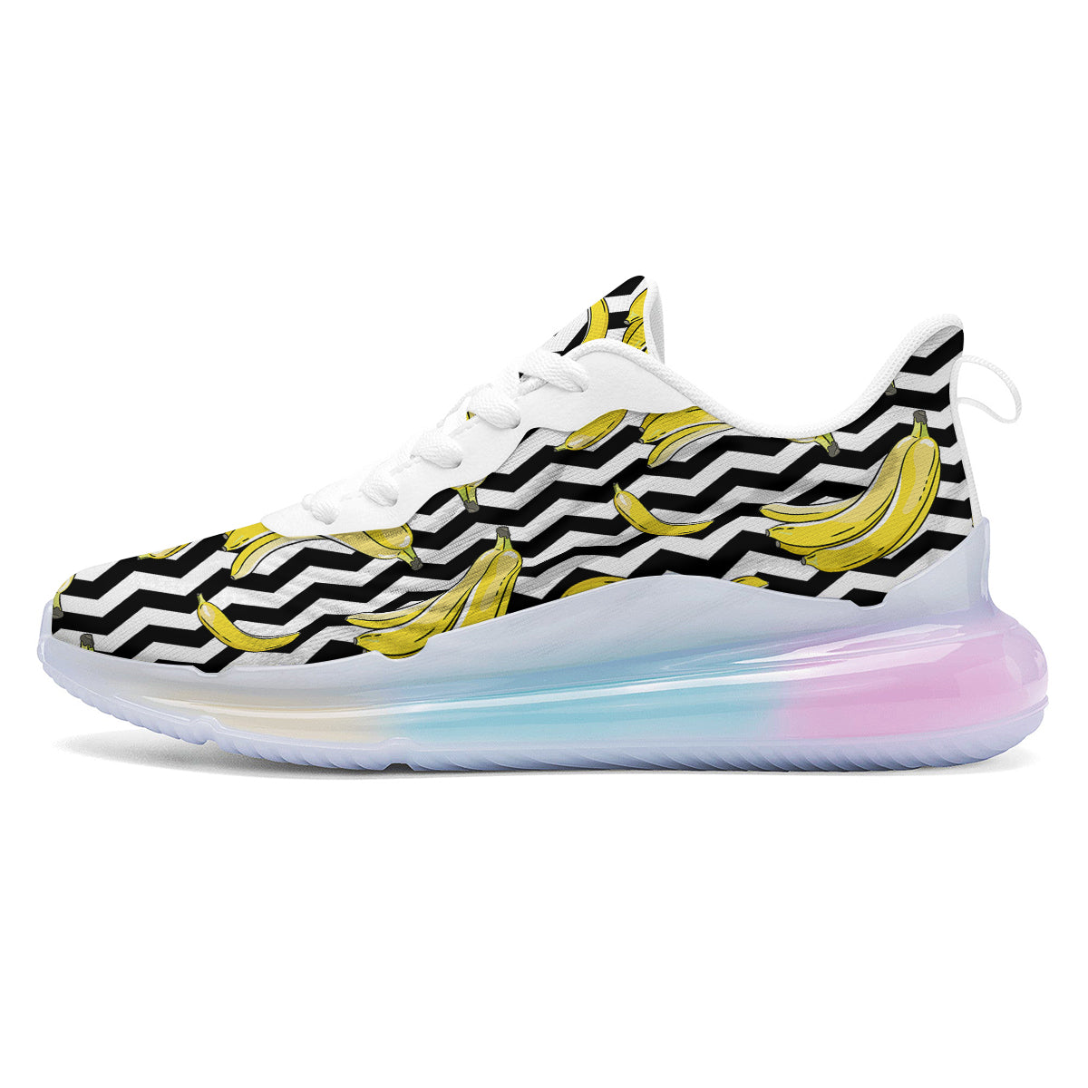 Banana Zigzag Print Pattern Running Sneakers-grizzshop