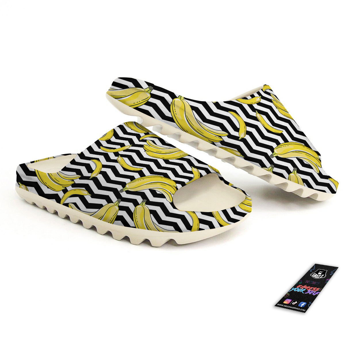 Banana Zigzag Print Pattern Sandals-grizzshop