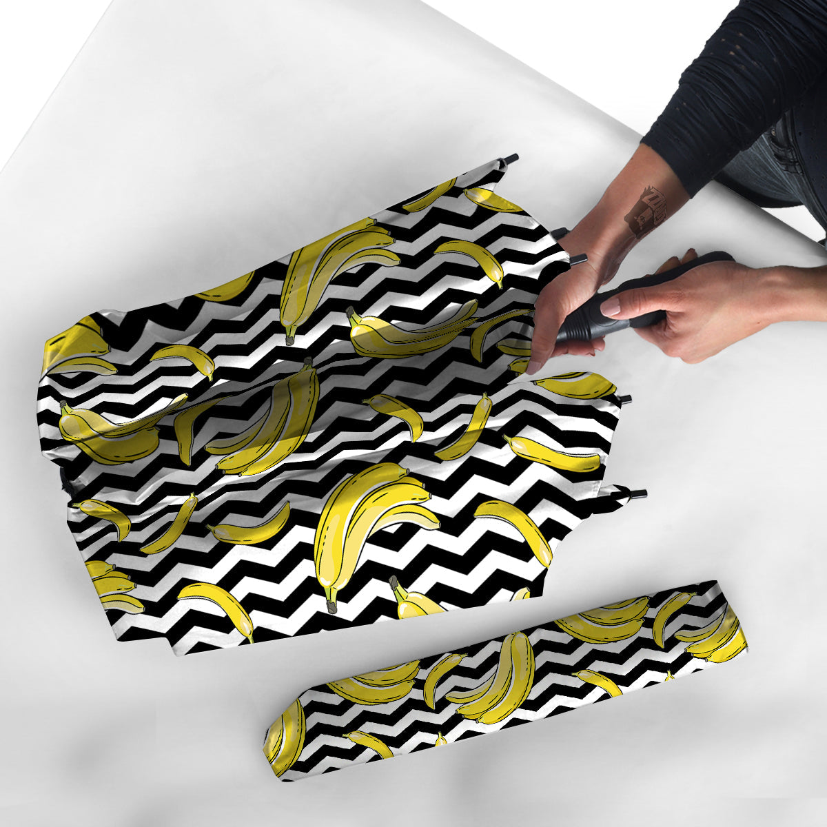 Banana Zigzag Print Pattern Umbrella-grizzshop