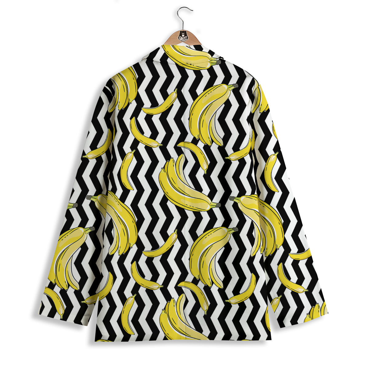 Banana Zigzag Print Pattern Women's Blazer-grizzshop
