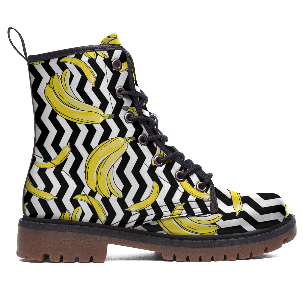 Banana Zigzag Print Pattern Work Boots-grizzshop