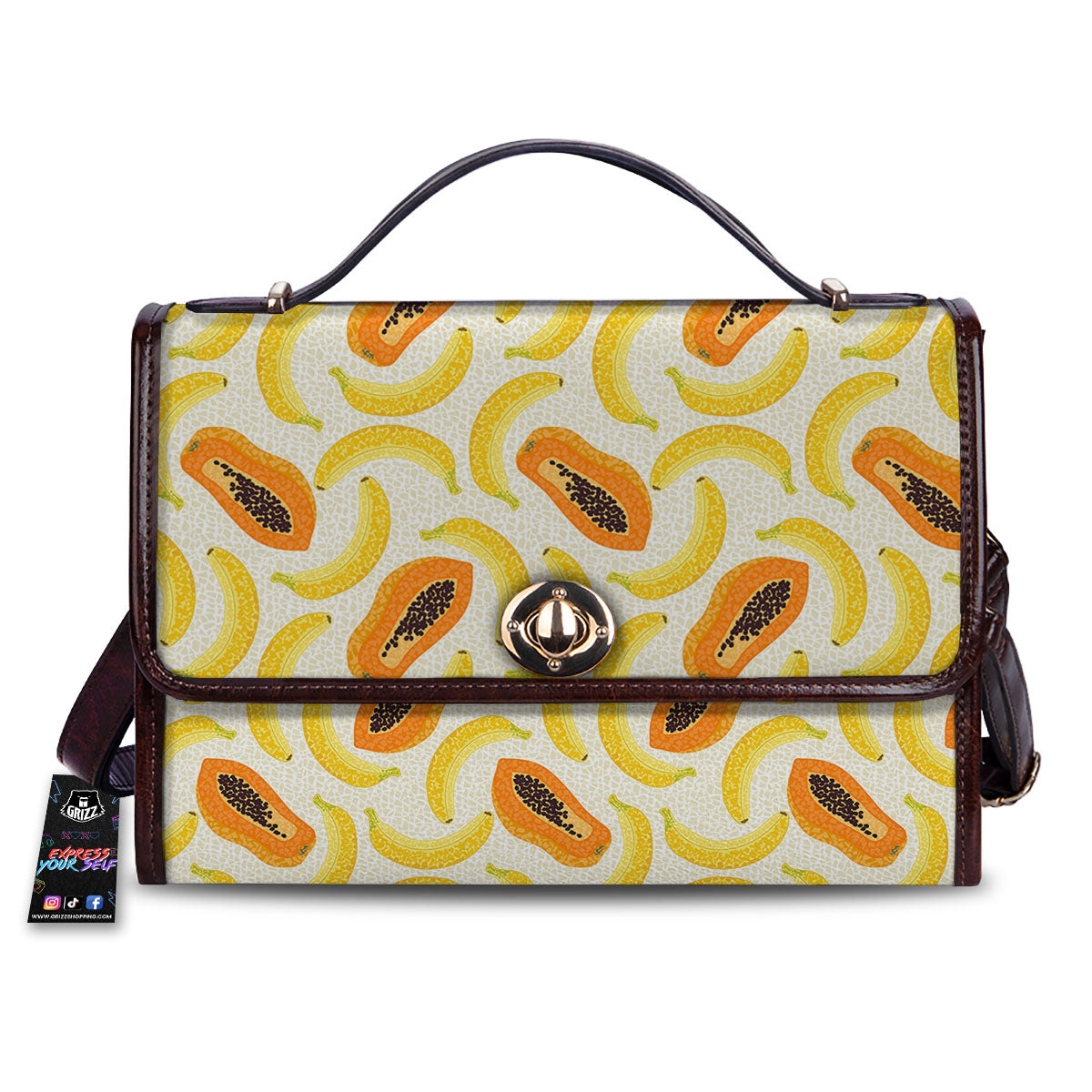 Banana And Papaya Print Pattern Women's Satchel Bag