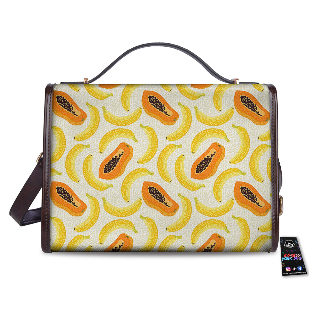 Banana And Papaya Print Pattern Women's Satchel Bag