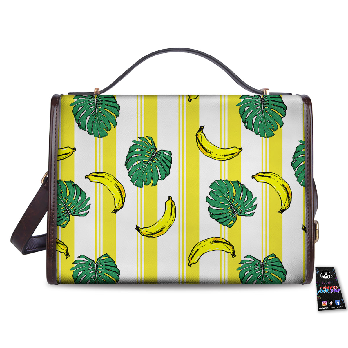 Banana Geometric Yellow Print Pattern Women's Satchel Bag