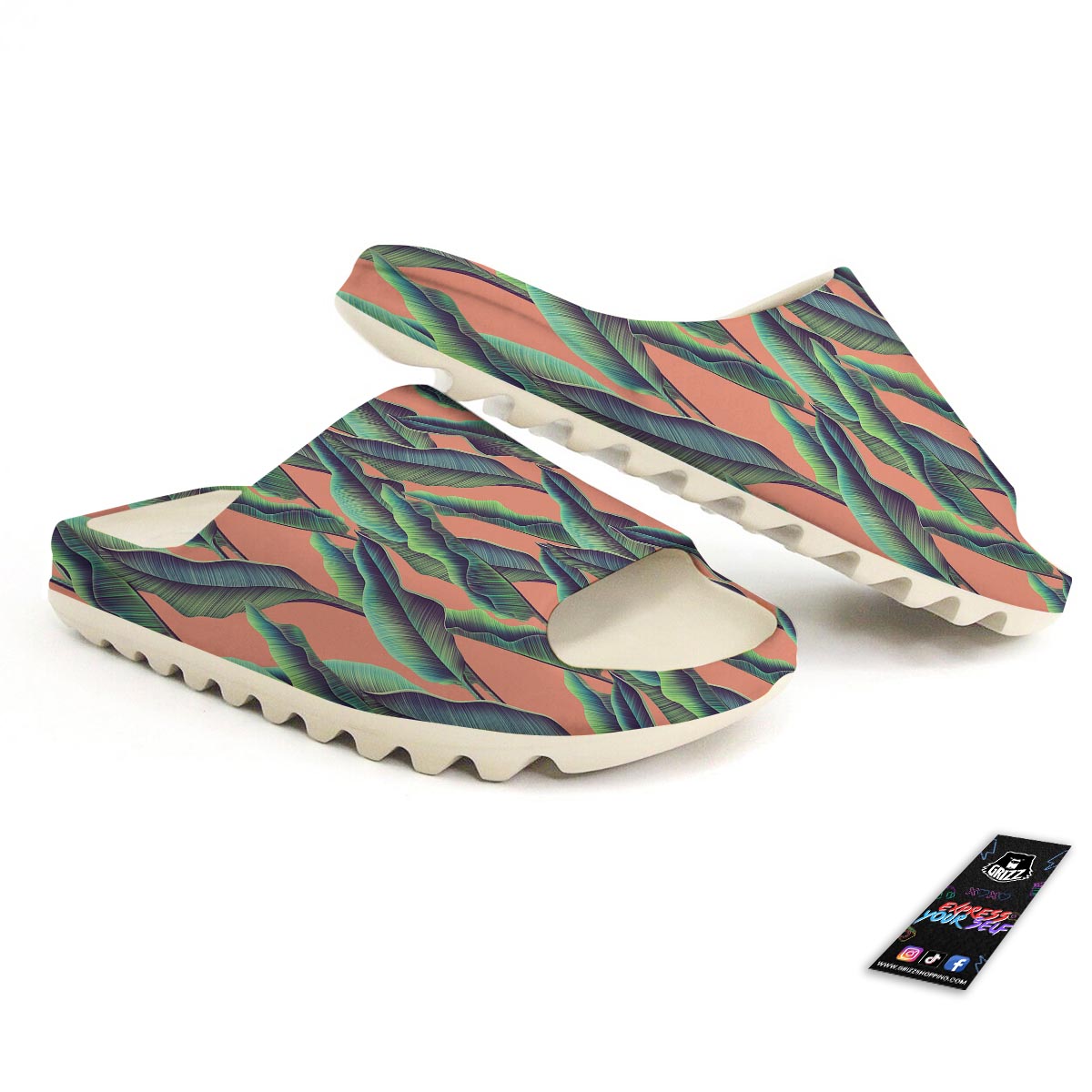 Banana Leaf Tropical Print Pattern Sandals-grizzshop