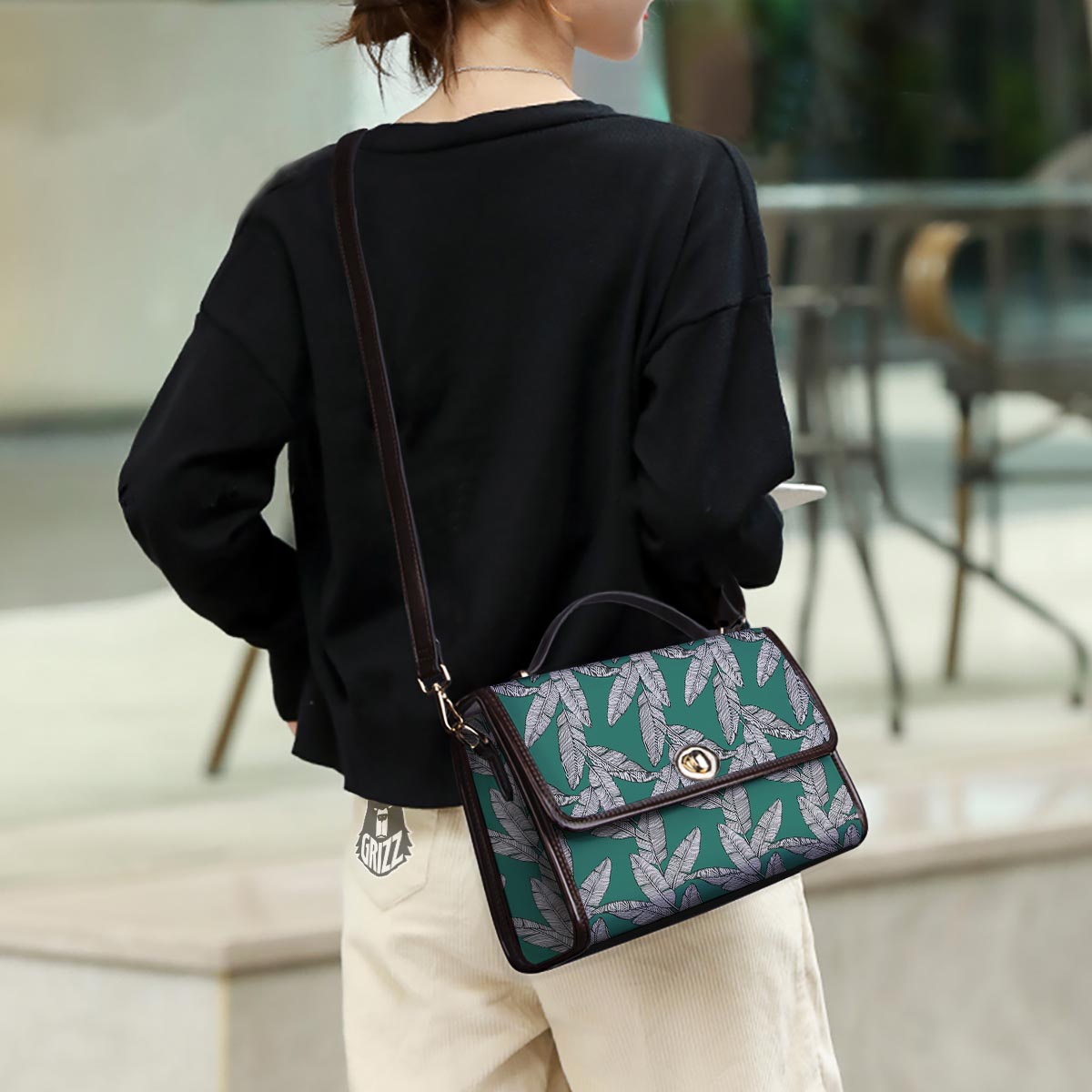 Banana Leaves Teal Print Pattern Women's Satchel Bag
