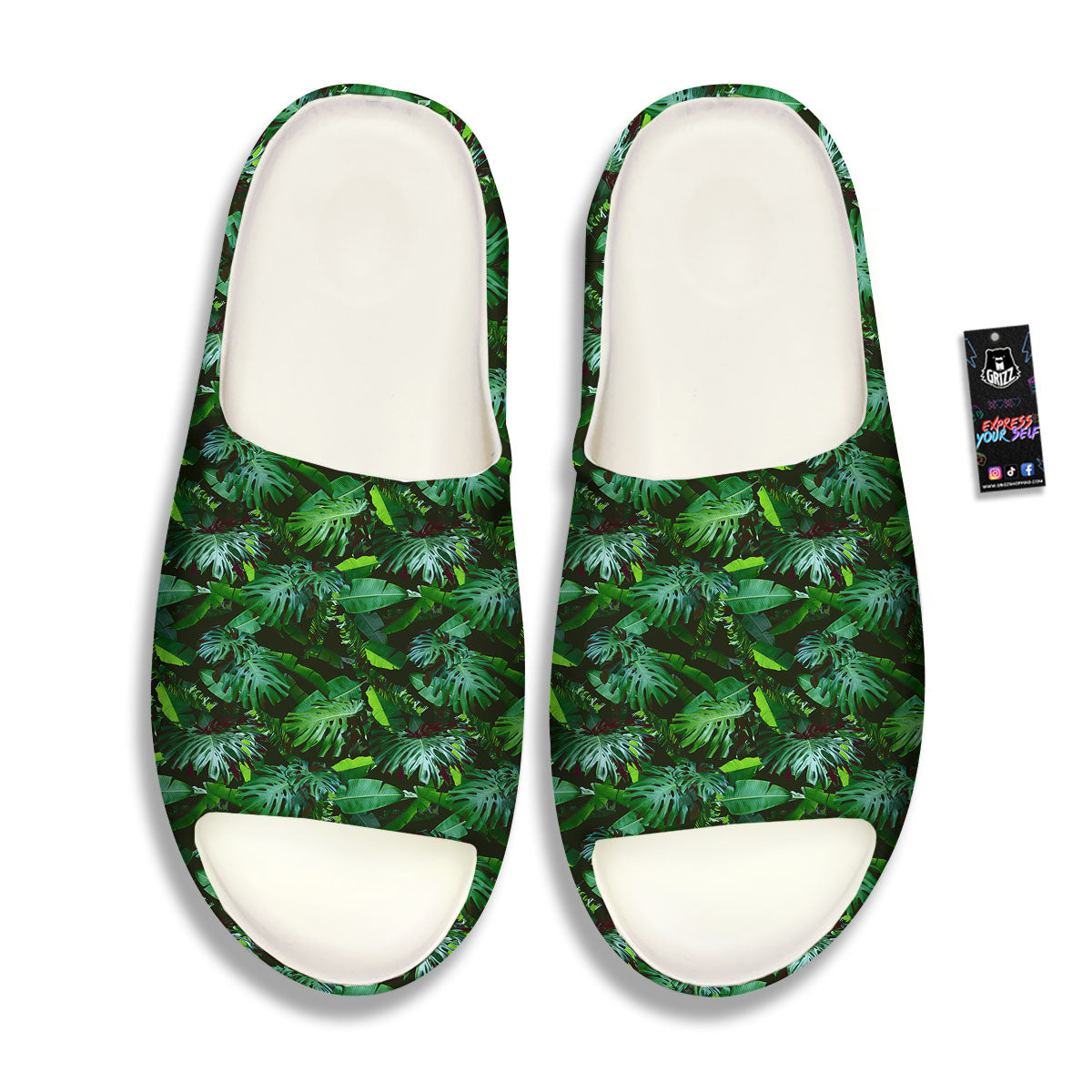 Banana Palm Leaf Green Tropical Print Sandals-grizzshop