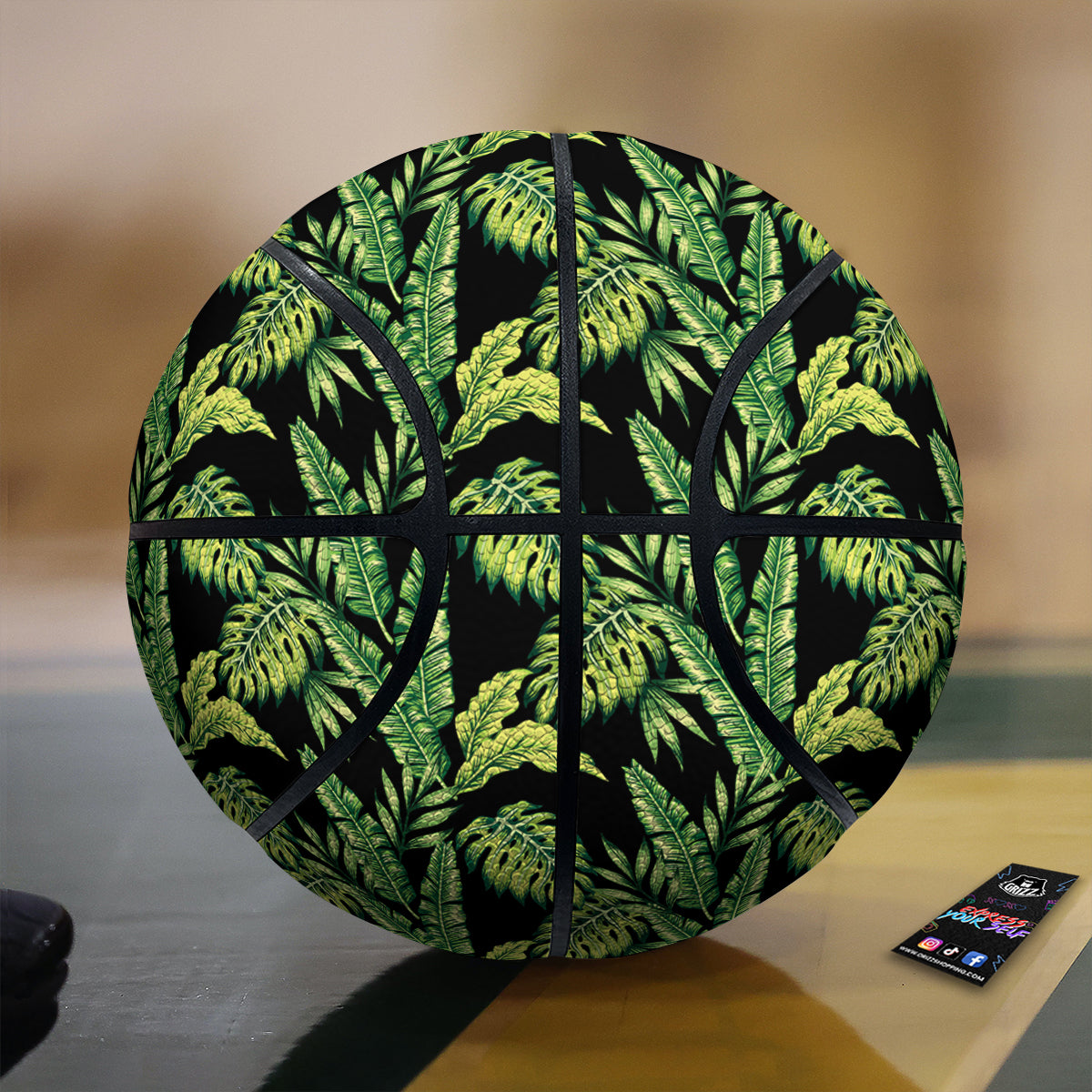 Banana Palm Leaf Print Pattern Basketball