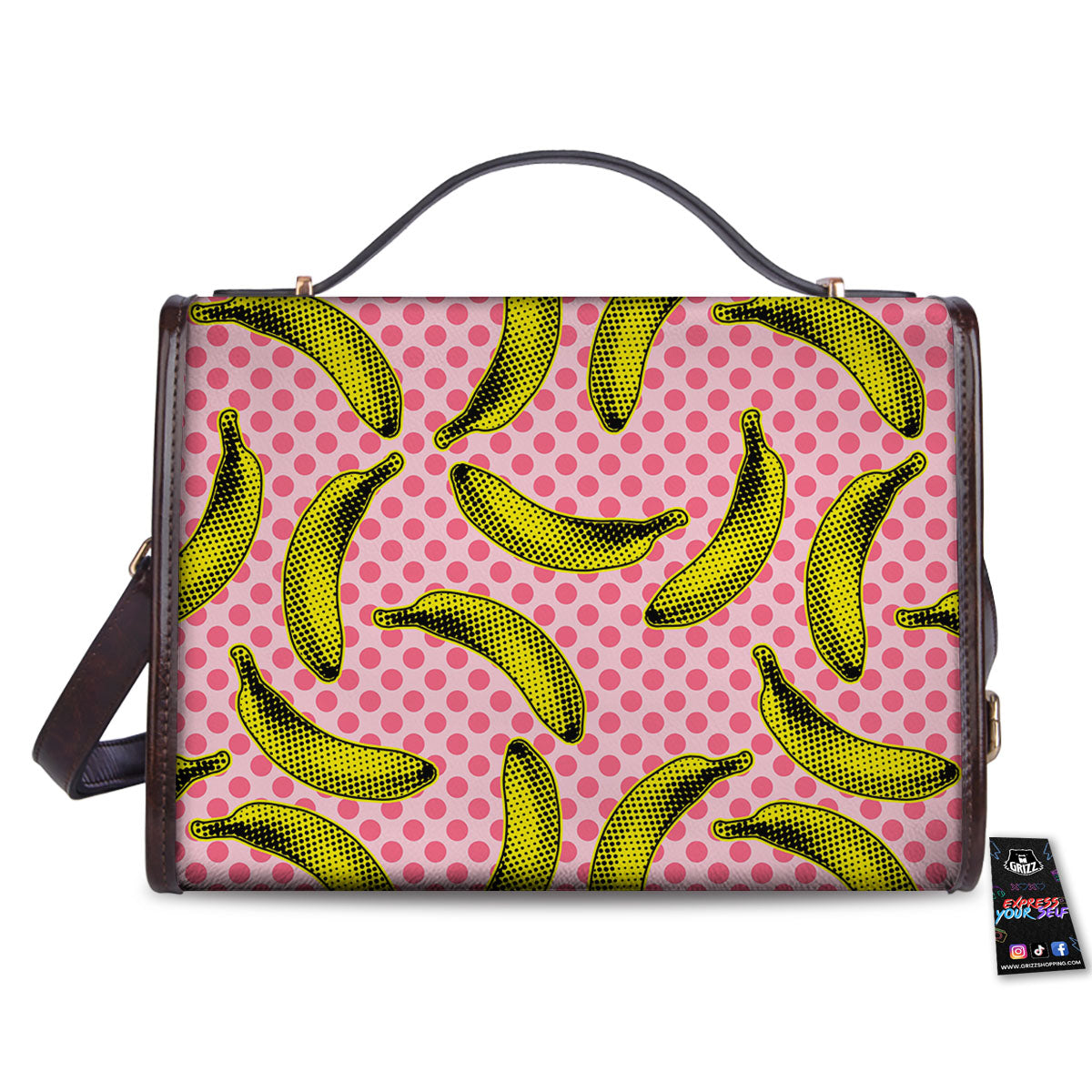 Banana Polka Dot Print Pattern Women's Satchel Bag