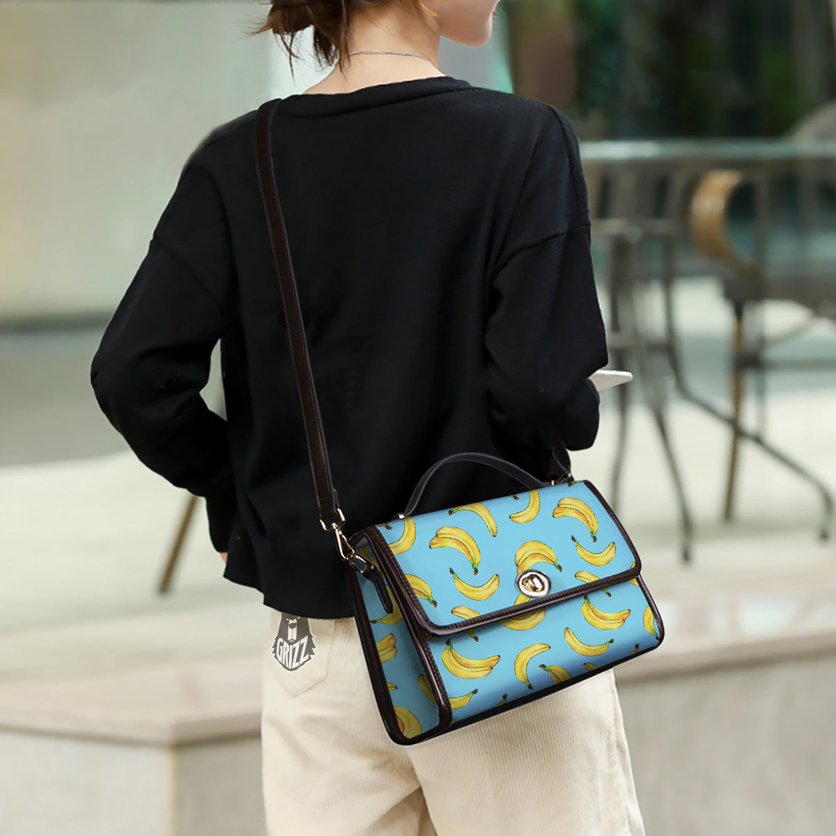 Banana Watercolor Print Pattern Women's Satchel Bag