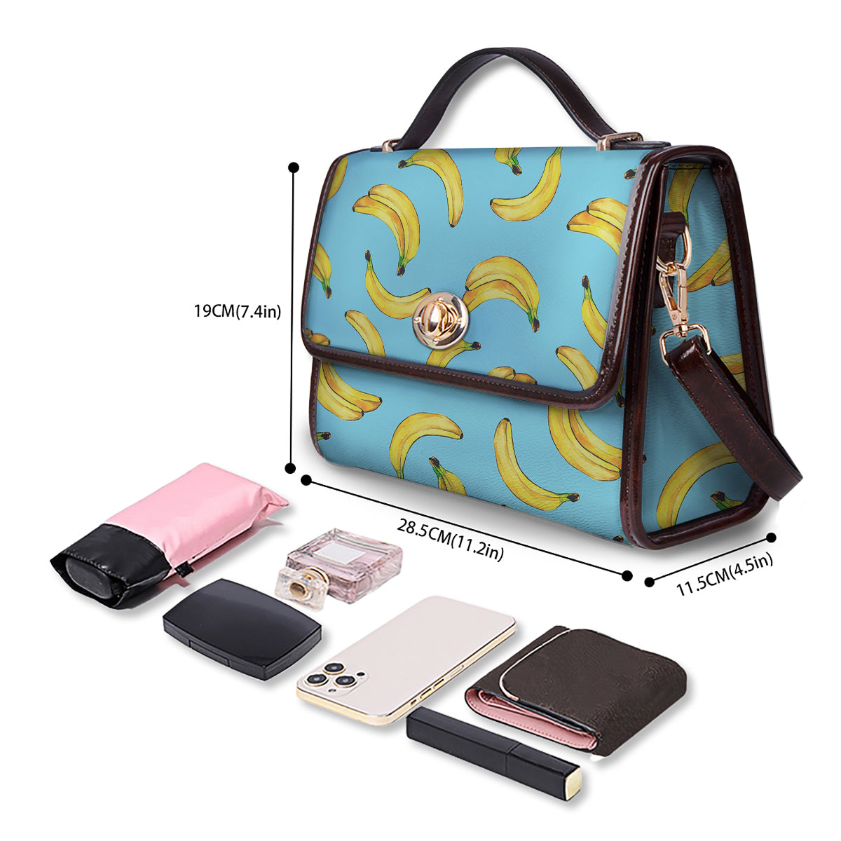 Banana Watercolor Print Pattern Women's Satchel Bag