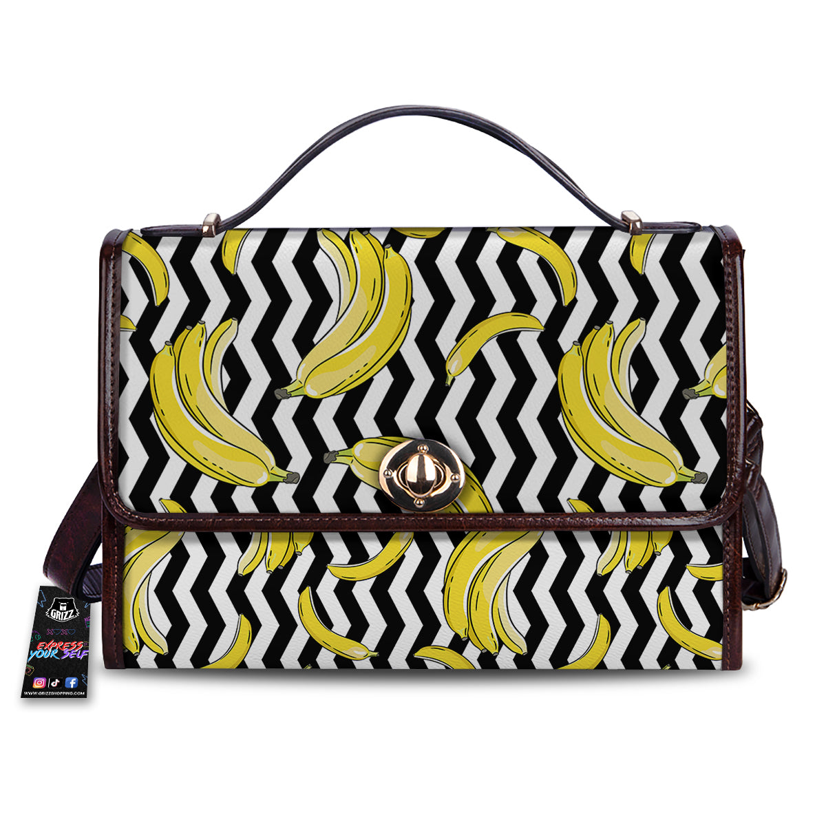 Banana Zigzag Print Pattern Women's Satchel Bag