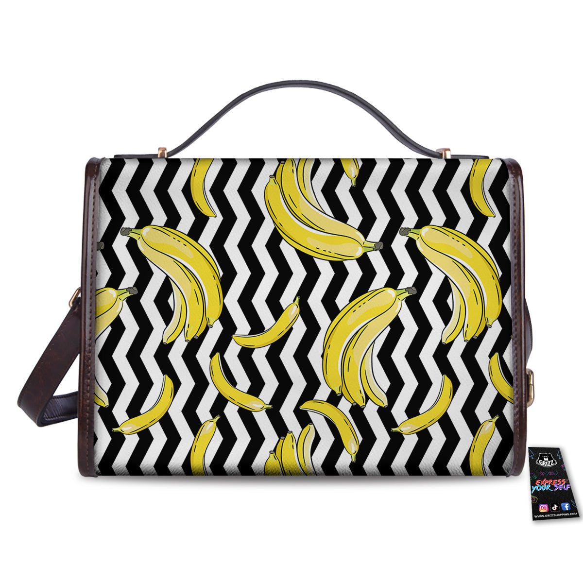 Banana Zigzag Print Pattern Women's Satchel Bag