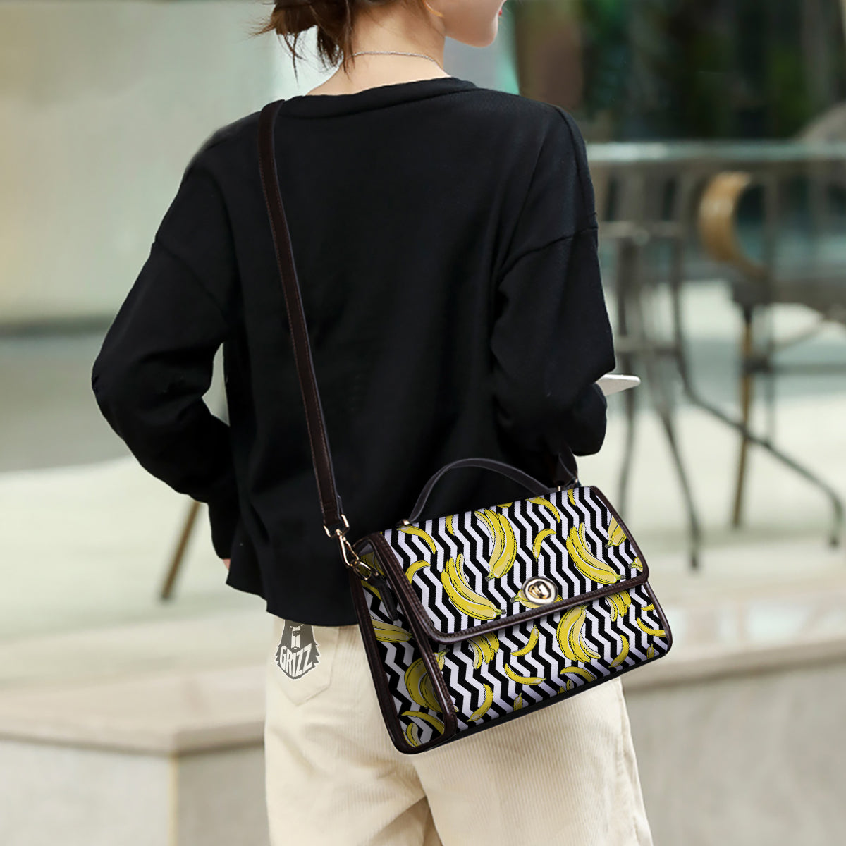 Banana Zigzag Print Pattern Women's Satchel Bag