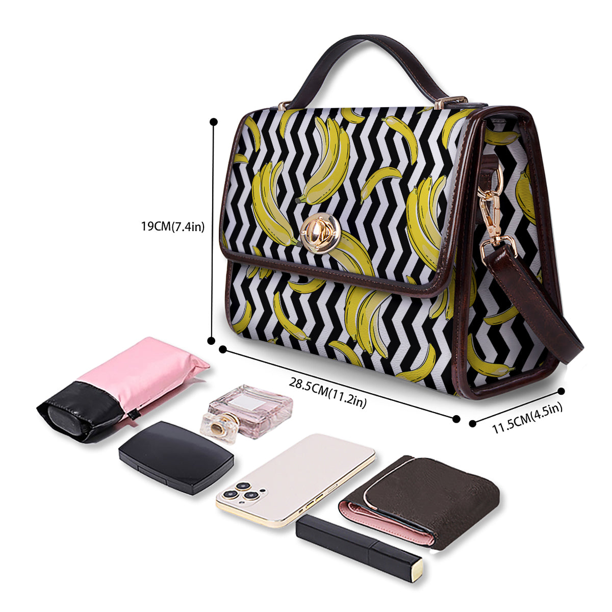 Banana Zigzag Print Pattern Women's Satchel Bag
