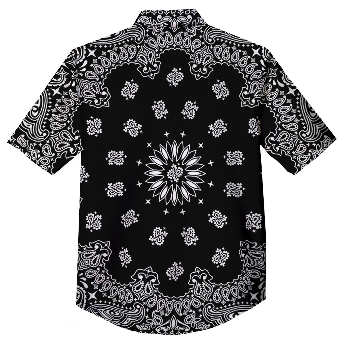 Bandana Black Paisley Print Button Up Shirt-grizzshop