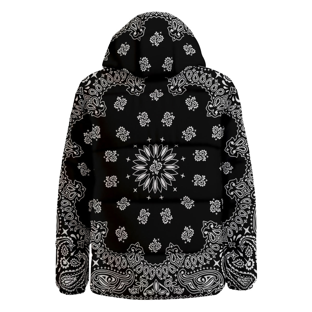 Bandana Black Paisley Print Down Jacket-grizzshop