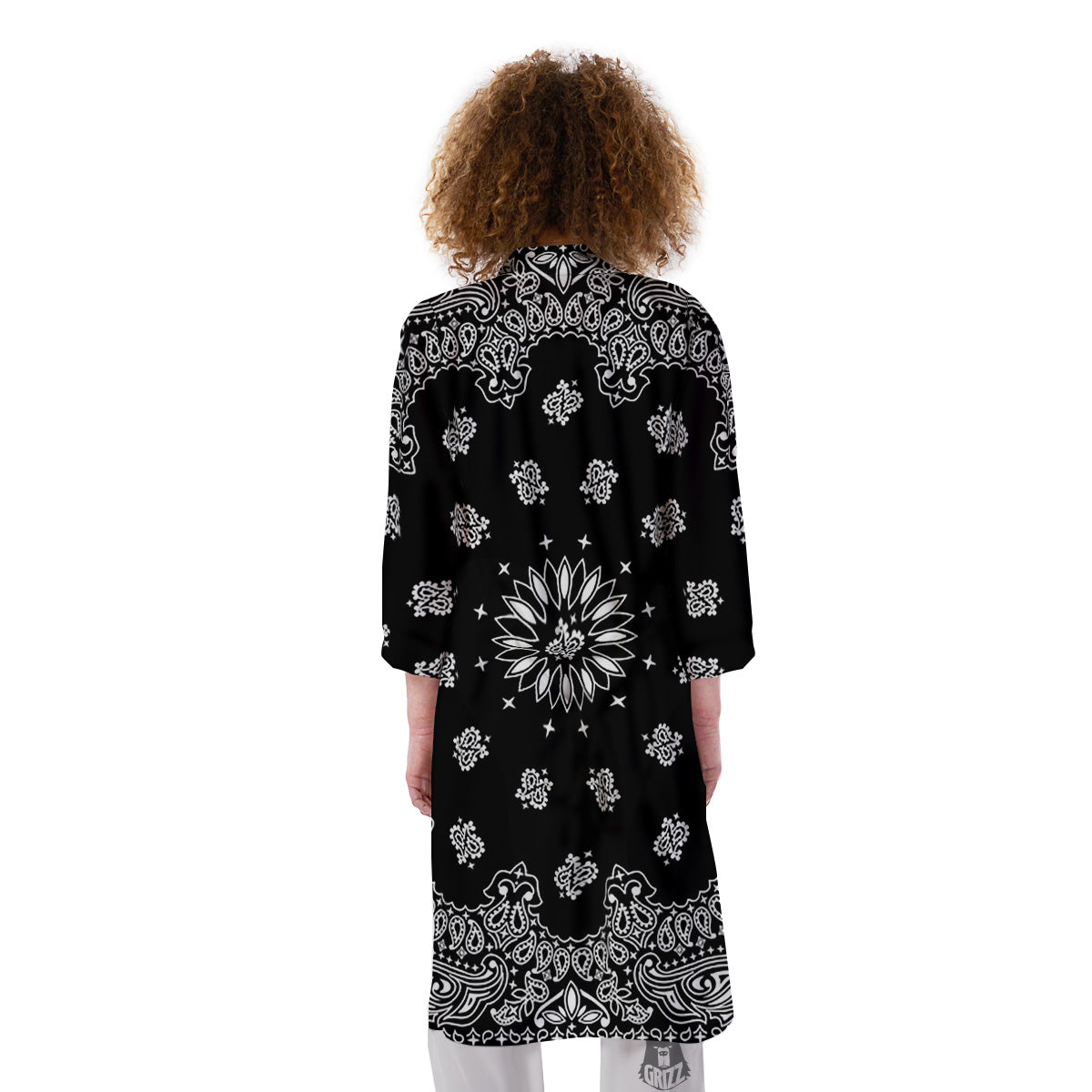 Bandana Black Paisley Print Kimono-grizzshop