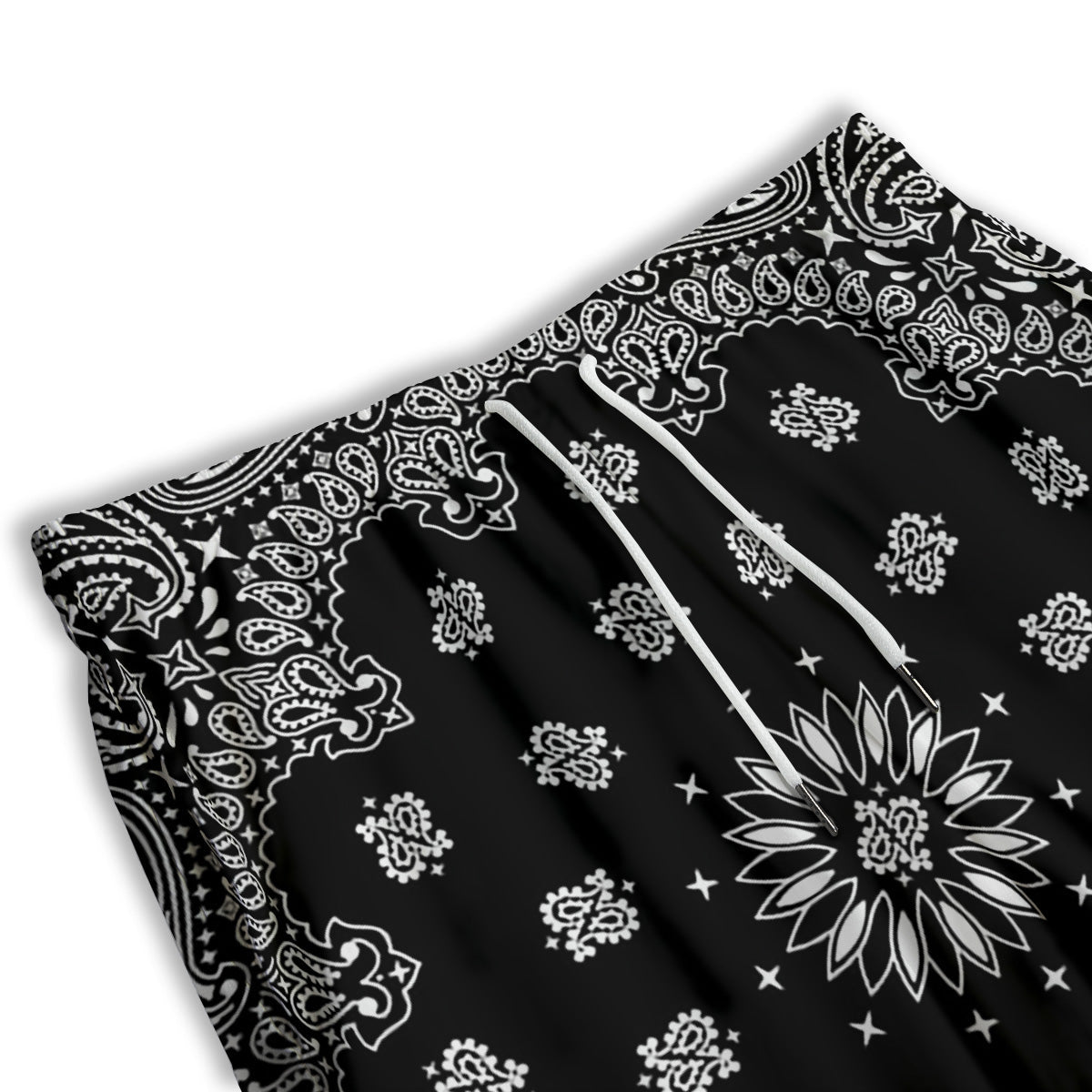 Bandana Black Paisley Print Men's Athletic Shorts