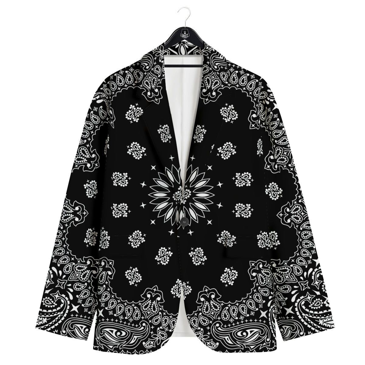 Bandana Black Paisley Print Men's Sport Coat-grizzshop