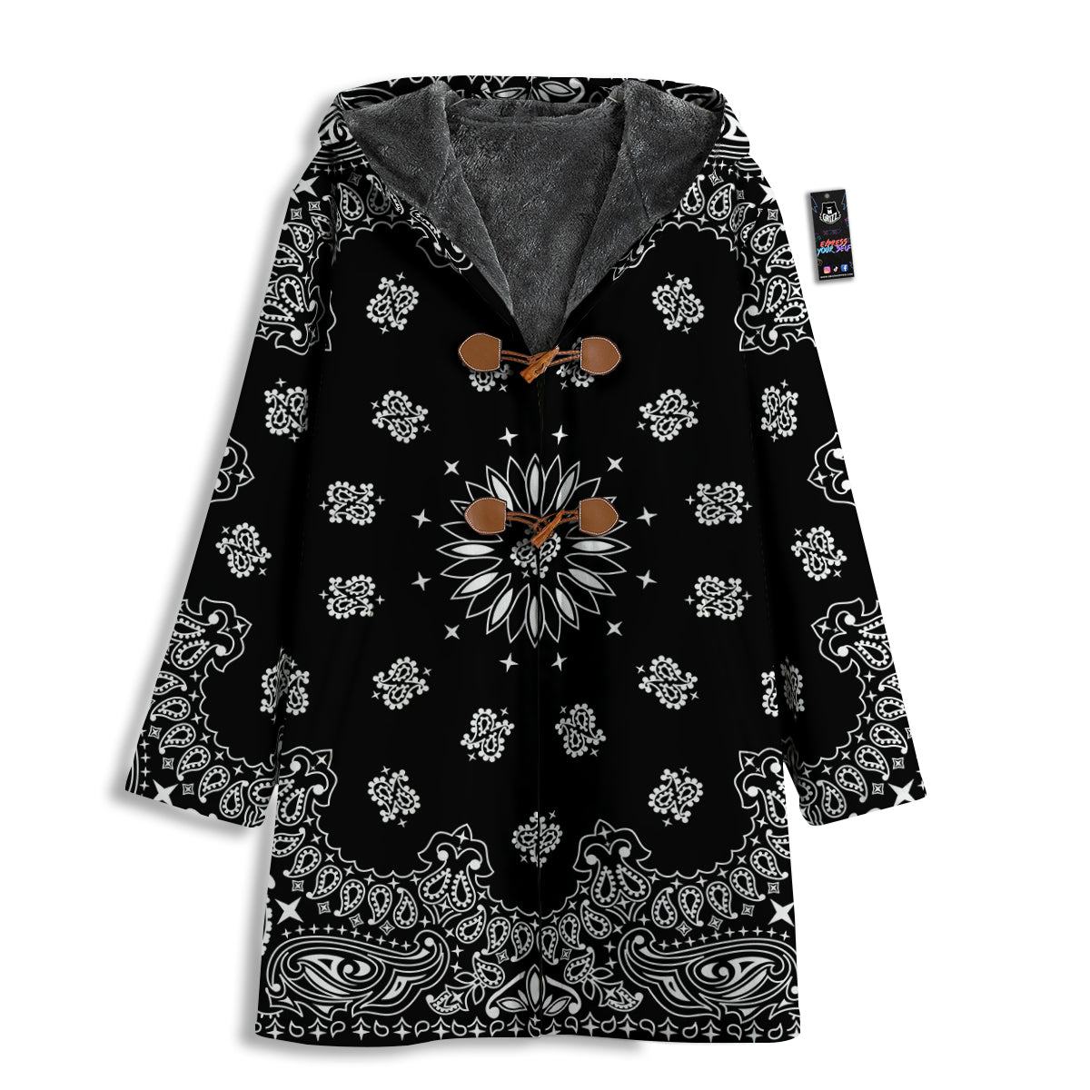 Bandana Black Paisley Print Men's Windbreaker Jacket-grizzshop