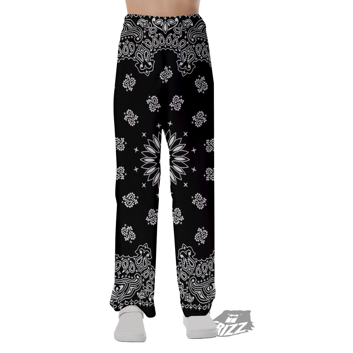 Bandana Black Paisley Print Pajama Pants-grizzshop