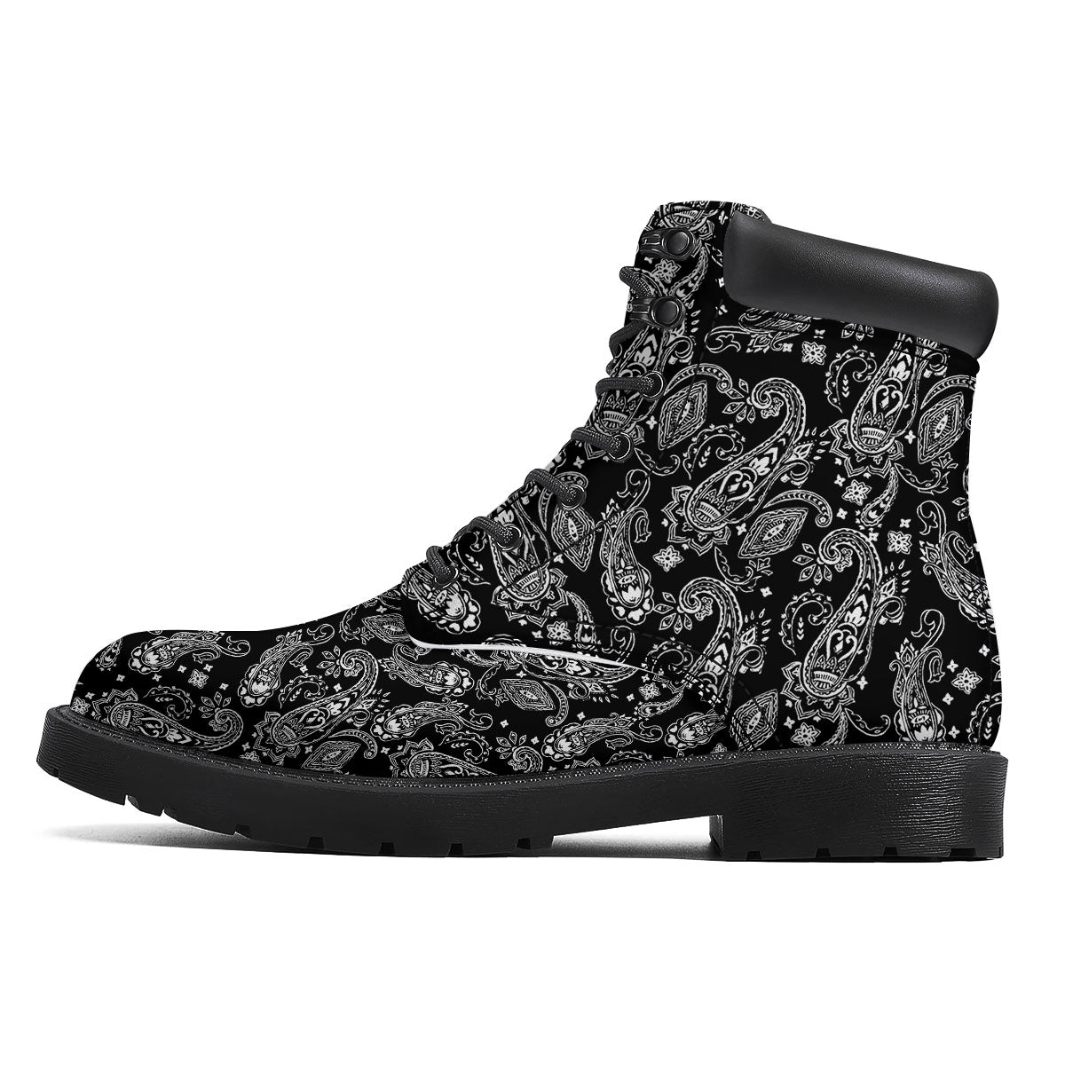 Bandana Black Paisley Print Pattern Boots-grizzshop