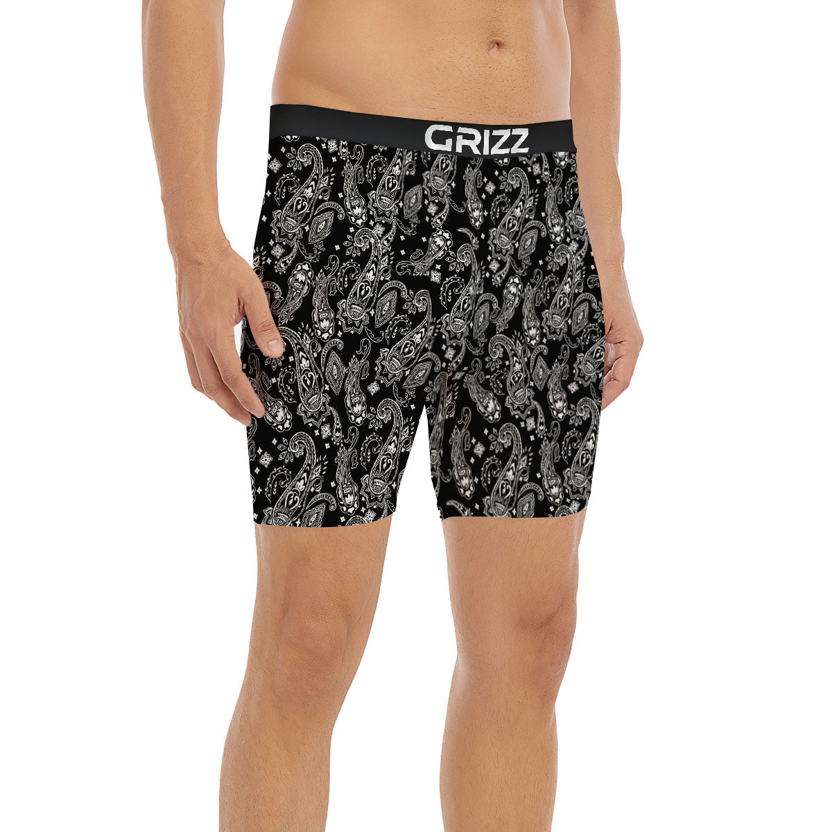 Bandana Black Paisley Print Pattern Boxer Briefs-grizzshop
