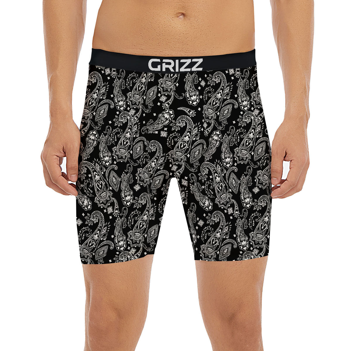 Bandana Black Paisley Print Pattern Boxer Briefs-grizzshop