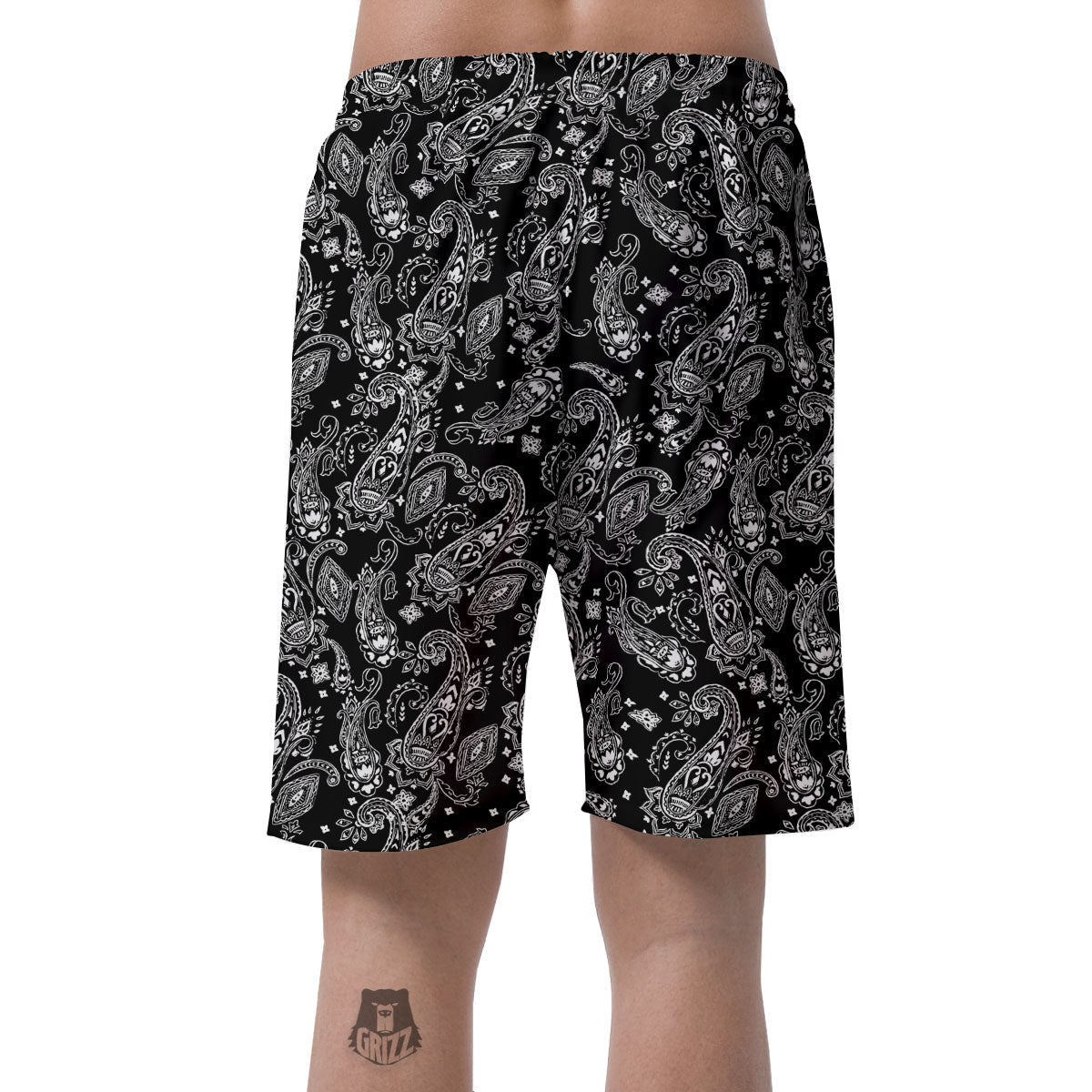 Bandana Black Paisley Print Pattern Men's Shorts-grizzshop