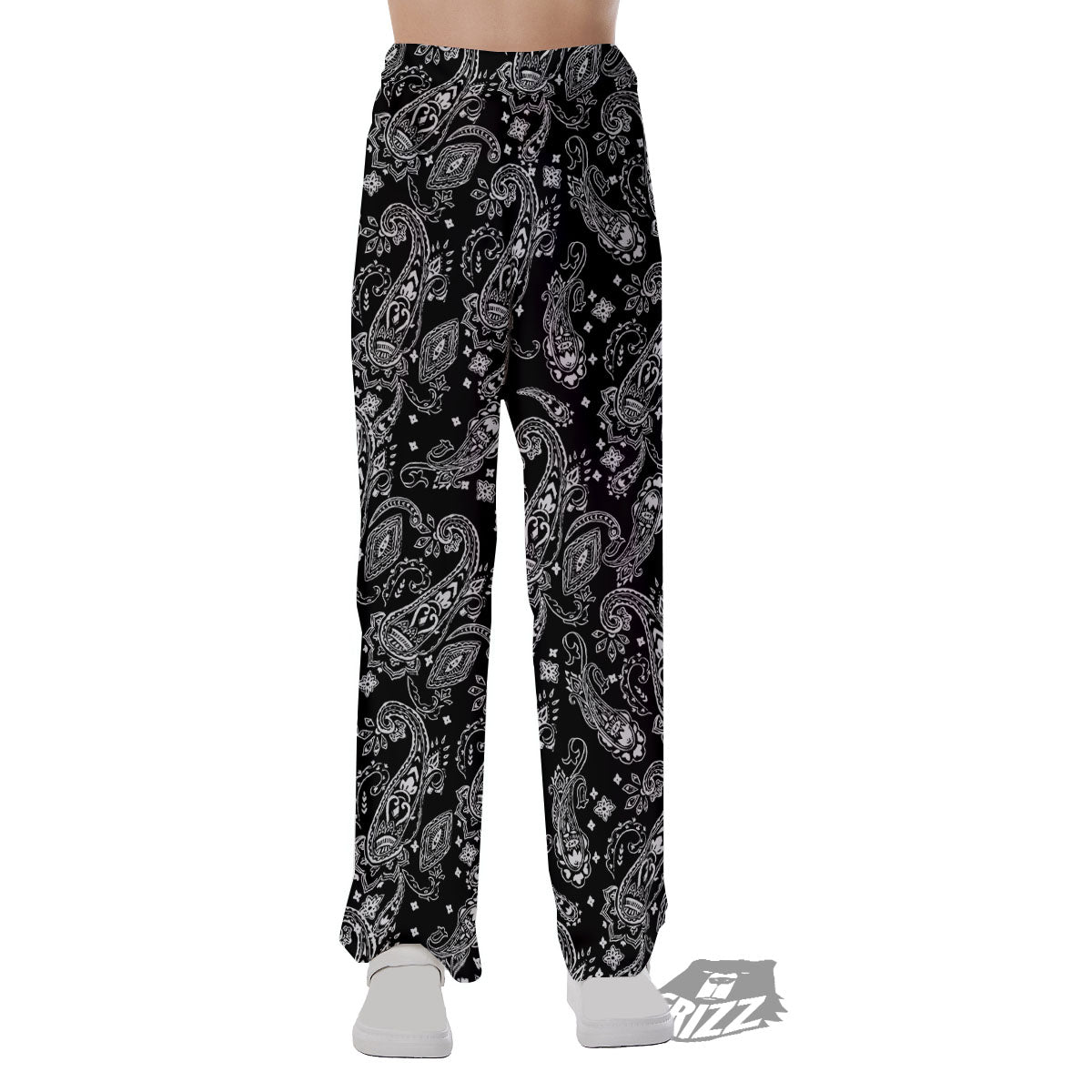 Bandana Black Paisley Print Pattern Pajama Pants-grizzshop