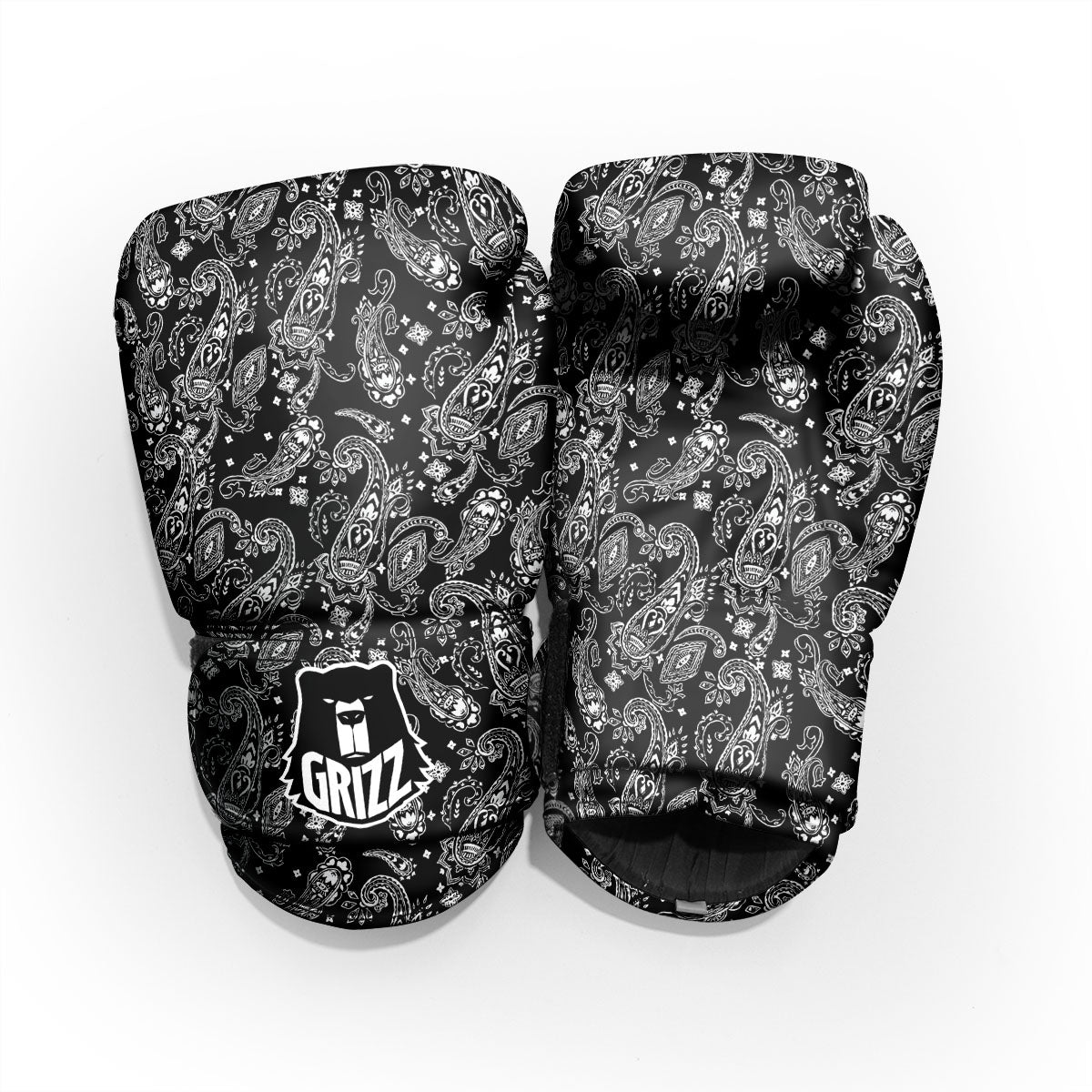 Bandana Black Paisley Print Pattern Pro Boxing Glove