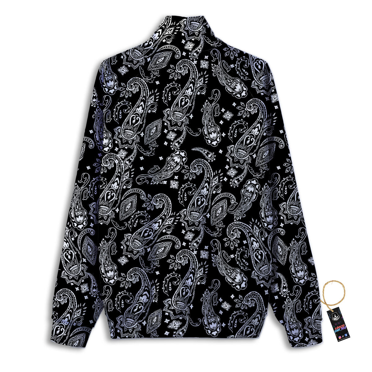 Bandana Black Paisley Print Pattern Track Jacket-grizzshop