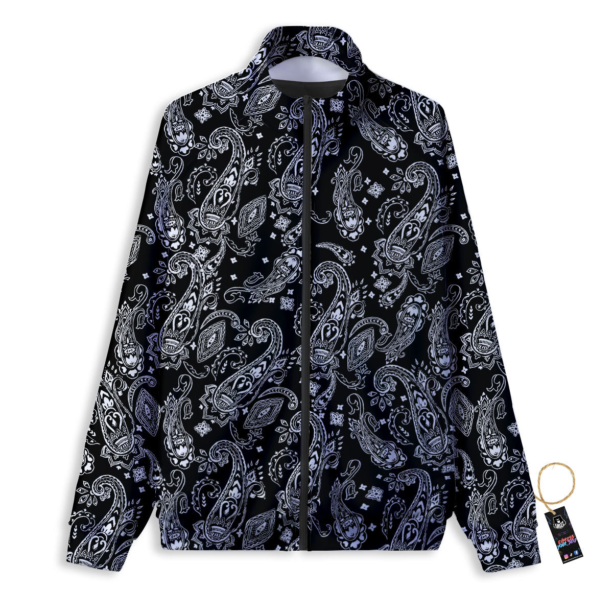Bandana Black Paisley Print Pattern Track Jacket-grizzshop