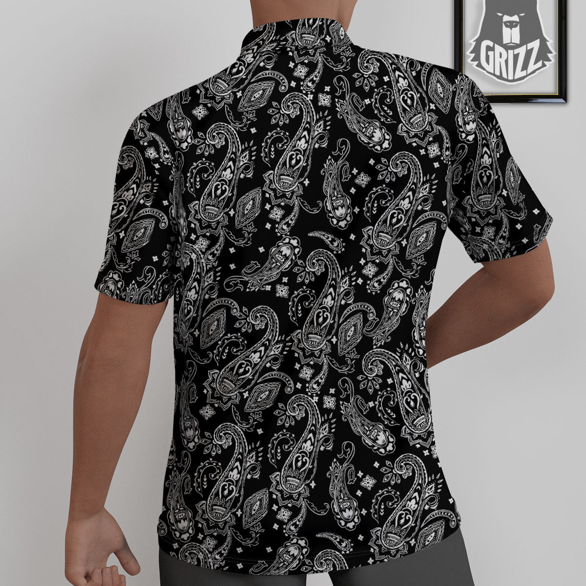 Bandana Black Paisley Print Pattern Untucked Shirts-grizzshop