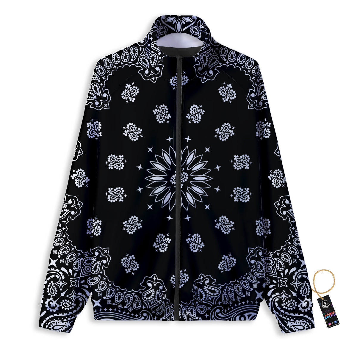 Bandana Black Paisley Print Track Jacket-grizzshop
