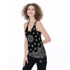 Bandana Black Paisley Print Women's Racerback Tank Top-grizzshop