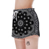 Bandana Black Paisley Print Women's Shorts-grizzshop