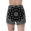 Bandana Black Paisley Print Women's Shorts-grizzshop