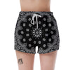 Bandana Black Paisley Print Women's Shorts-grizzshop