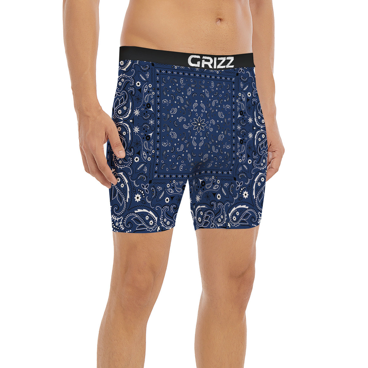 Bandana Blue Paisley Print Boxer Briefs-grizzshop